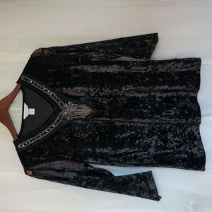 Velvety beaded Christopher & Banks cold shoulder top